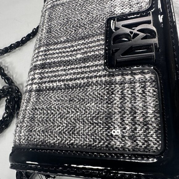 Badgley Mischka Sequins Wool Crossbody Vegan Leather Party Cocktail Purse Bag - Picture 5 of 15